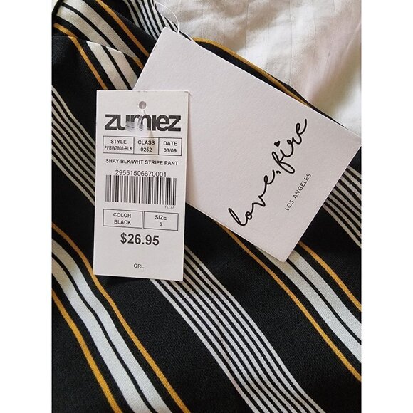 Zumies Love Fire NWT belted striped paperbag pants size small - Picture 6 of 8